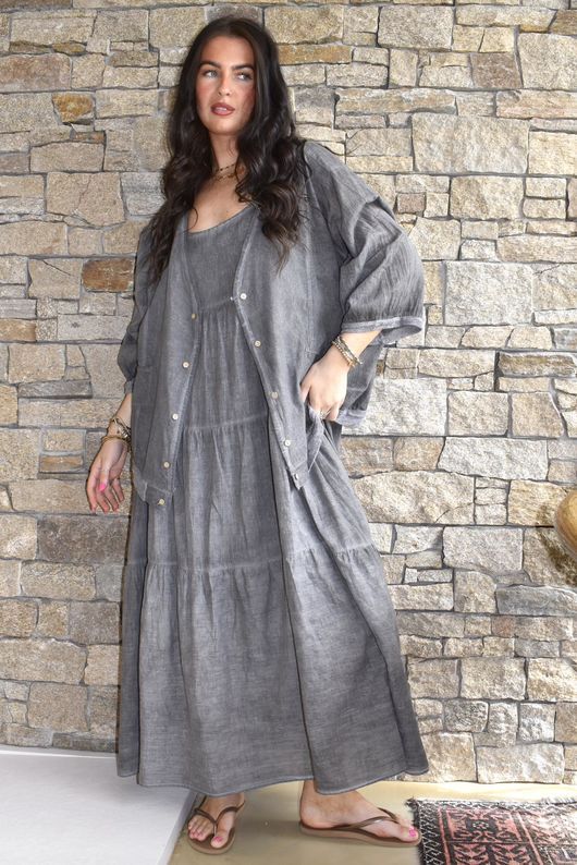 Lenni Cotton Jacket Washed Charcoal